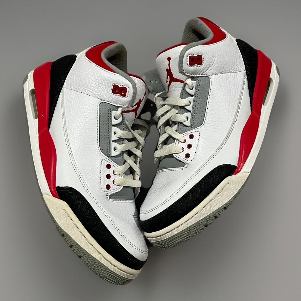 Mens Nike Air Jordan 3 Retro 136064-120 White Fire Red 2013 Sneakers Size 10.5